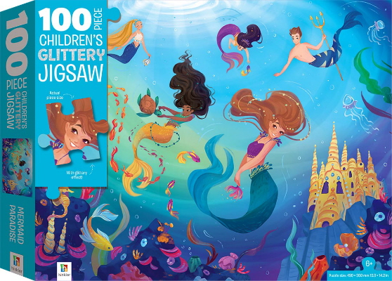 New Horizon Group Mermaid Unicorn Glitter Puzzle 48 Pcs Free Shipping 